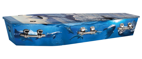 DOL02-Dolphins Dolphins Funeral Casket