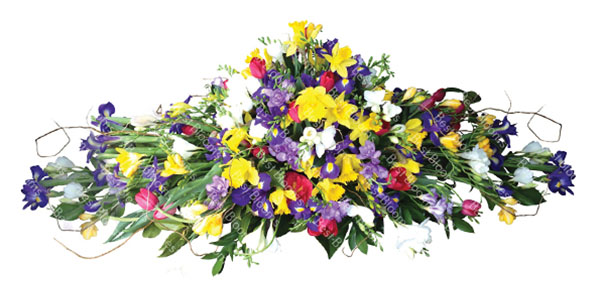 Springtime Casket Spray Funeral Flowers