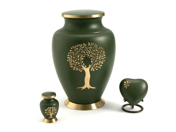 Classic Three Bands Cremation Urn for Ashes in Gold